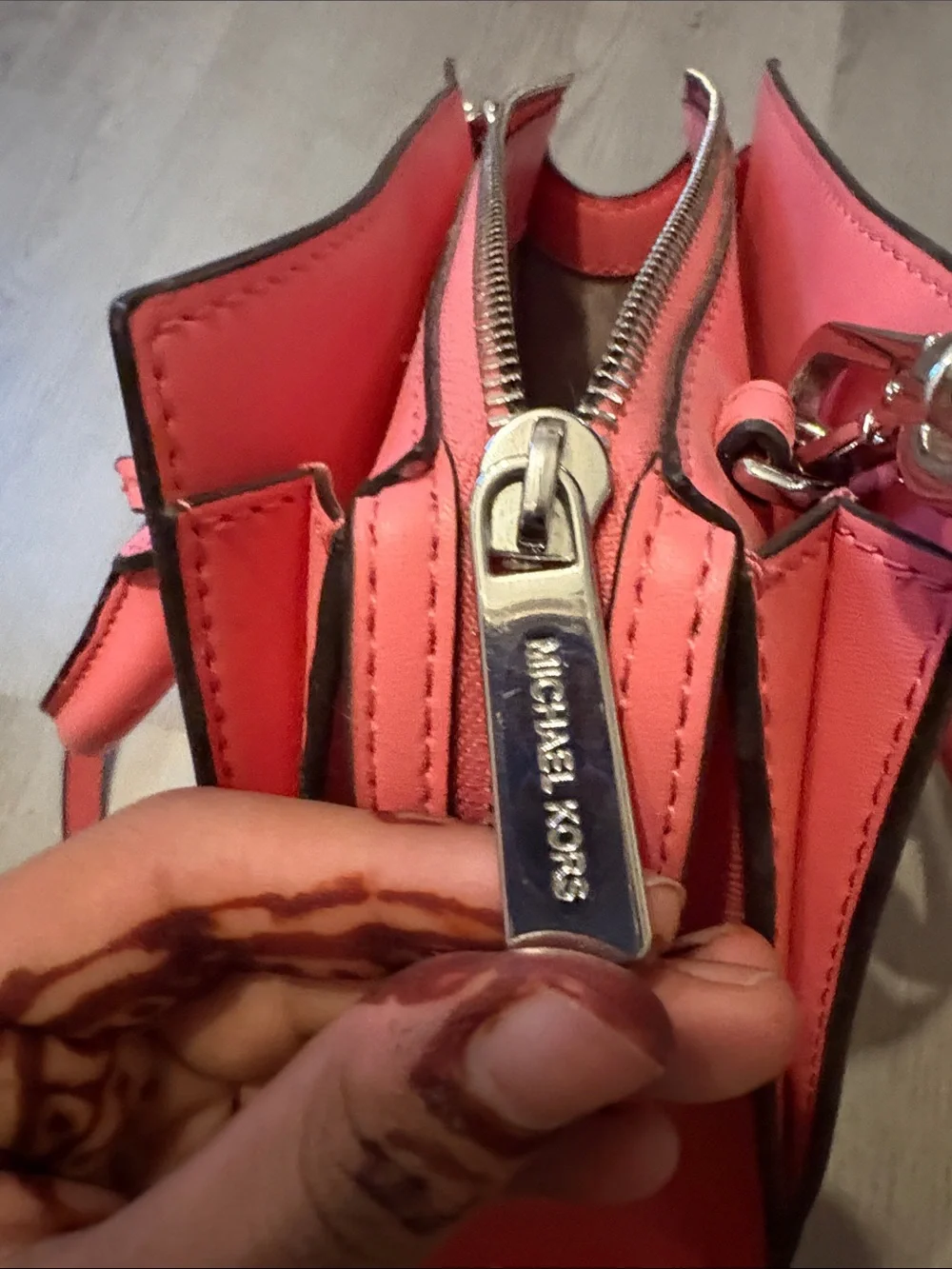 Michael Kors Coral Pink Saffiano Leather Crossbody Bag